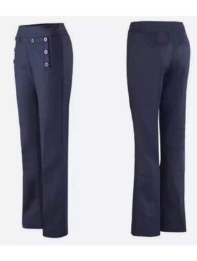CAbi 16 Navy Mariner Boot-Cut Trousers with Side Zip